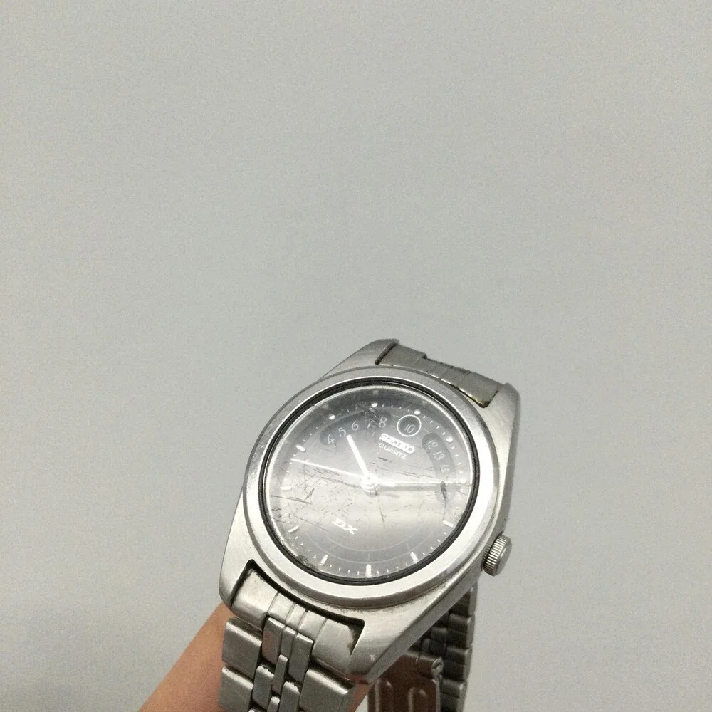 Vintage Seiko Womens Watch 24mm Black Dial 7N82-0191 Stainless New Battery 6